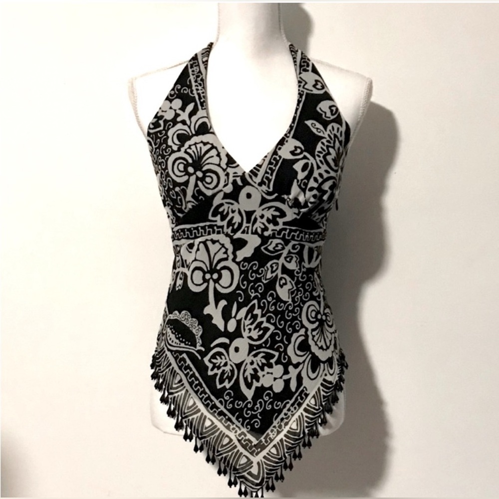 Cache Beaded Halter Top
